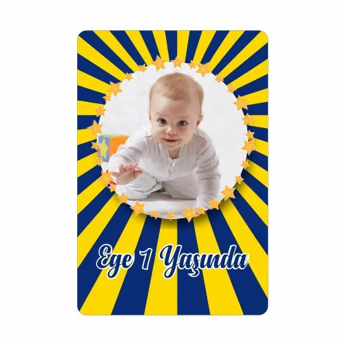 Sarı Lacivert Temalı Doğum Günü Magneti